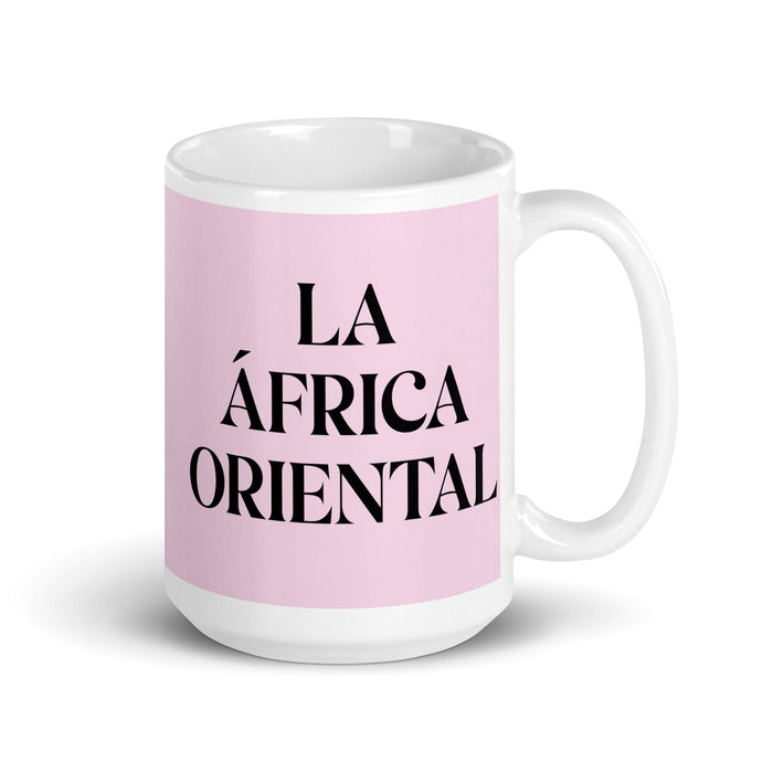 La África Oriental The East African Funny Home Office Work Coffee Mug Mexican Spanish Pride Gift White Glossy Cup Light Pink Card Mug Mexicada 15 oz