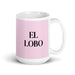 El Lobo The Wolf Funny Home Office Work Coffee Mug Mexican Spanish Pride Gift White Glossy Cup Light Pink Card Mug Mexicada 15 oz