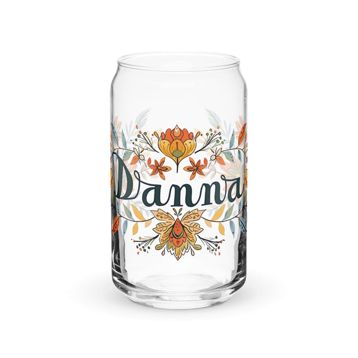 Danna Exclusive Name Art Piece Can-Shaped Glass Home Office Work Mexican Spanish Pride Gift Cup One-Of-A-Kind Calligraphy Glass | D8 Mexicada 16 oz