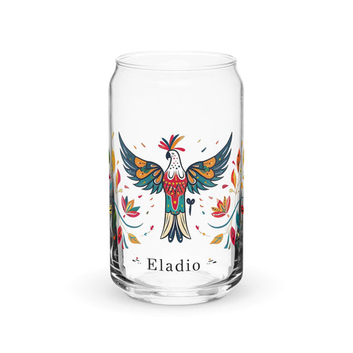 Eladio Exclusive Name Art Piece Can-Shaped Glass Home Office Work Mexican Spanish Pride Gift Cup One-Of-A-Kind Calligraphy Glass | E2 Mexicada 16 oz