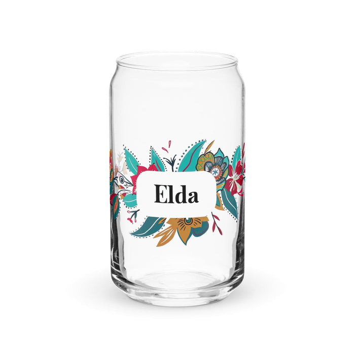 Elda Exclusive Name Art Piece Can-Shaped Glass Home Office Work Mexican Spanish Pride Gift Cup One-Of-A-Kind Calligraphy Glass | E8 Mexicada 16 oz