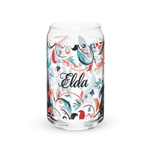 Elda Exclusive Name Art Piece Can-Shaped Glass Home Office Work Mexican Spanish Pride Gift Cup One-Of-A-Kind Calligraphy Glass | E17 Mexicada 16 oz