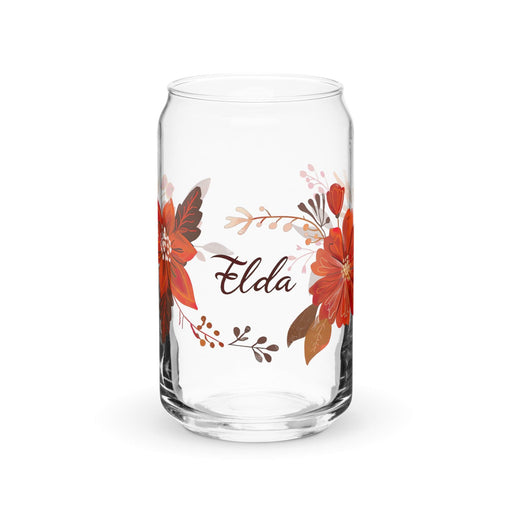 Elda Exclusive Name Art Piece Can-Shaped Glass Home Office Work Mexican Spanish Pride Gift Cup One-Of-A-Kind Calligraphy Glass | E20 Mexicada 16 oz