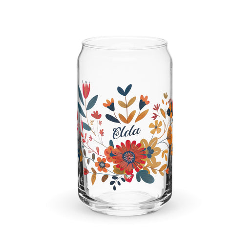 Elda Exclusive Name Art Piece Can-Shaped Glass Home Office Work Mexican Spanish Pride Gift Cup One-Of-A-Kind Calligraphy Glass | E26 Mexicada 16 oz