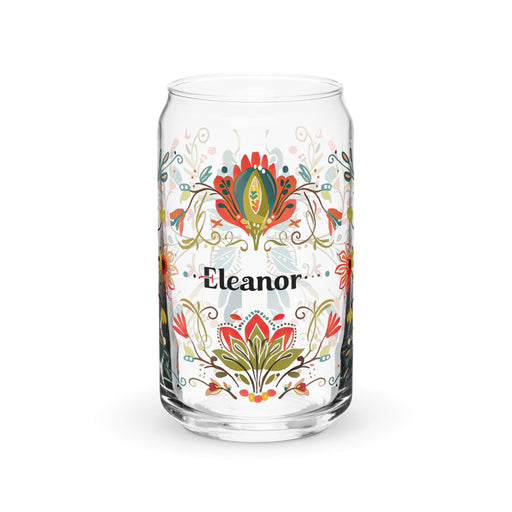 Eleanor Exclusive Name Art Piece Can-Shaped Glass Home Office Work Mexican Spanish Pride Gift Cup One-Of-A-Kind Calligraphy Glass | E3 Mexicada 16 oz