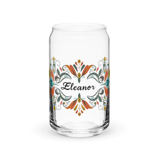 Eleanor Exclusive Name Art Piece Can-Shaped Glass Home Office Work Mexican Spanish Pride Gift Cup One-Of-A-Kind Calligraphy Glass | E5 Mexicada 16 oz