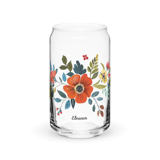 Eleanor Exclusive Name Art Piece Can-Shaped Glass Home Office Work Mexican Spanish Pride Gift Cup One-Of-A-Kind Calligraphy Glass | E6 Mexicada 16 oz