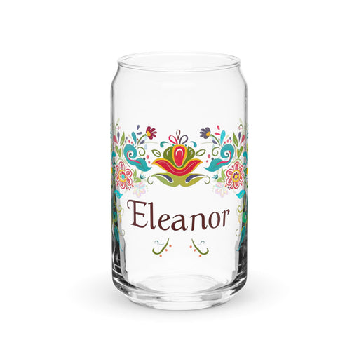 Eleanor Exclusive Name Art Piece Can-Shaped Glass Home Office Work Mexican Spanish Pride Gift Cup One-Of-A-Kind Calligraphy Glass | E8 Mexicada 16 oz