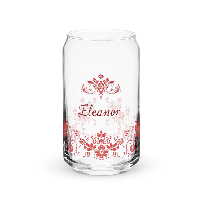 Eleanor Exclusive Name Art Piece Can-Shaped Glass Home Office Work Mexican Spanish Pride Gift Cup One-Of-A-Kind Calligraphy Glass | E9 Mexicada 16 oz