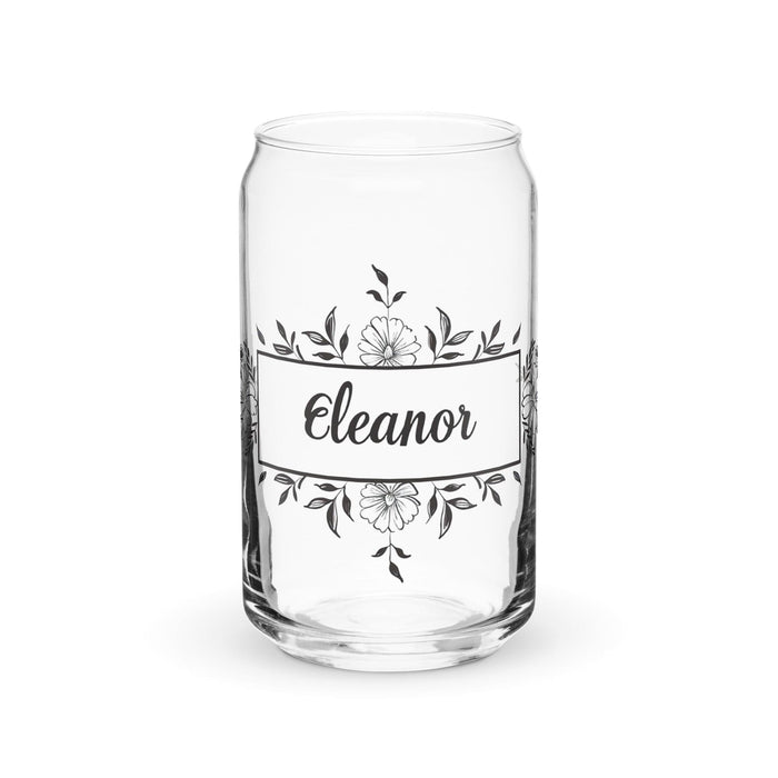 Eleanor Exclusive Name Art Piece Can-Shaped Glass Home Office Work Mexican Spanish Pride Gift Cup One-Of-A-Kind Calligraphy Glass | E15 Mexicada 16 oz