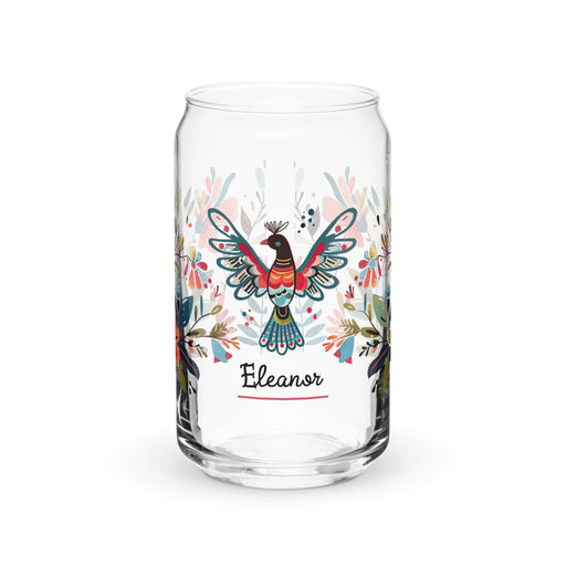 Eleanor Exclusive Name Art Piece Can-Shaped Glass Home Office Work Mexican Spanish Pride Gift Cup One-Of-A-Kind Calligraphy Glass | E18 Mexicada 16 oz