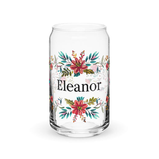 Eleanor Exclusive Name Art Piece Can-Shaped Glass Home Office Work Mexican Spanish Pride Gift Cup One-Of-A-Kind Calligraphy Glass | E25 Mexicada 16 oz