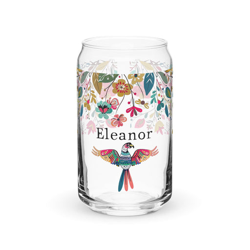 Eleanor Exclusive Name Art Piece Can-Shaped Glass Home Office Work Mexican Spanish Pride Gift Cup One-Of-A-Kind Calligraphy Glass | E27 Mexicada 16 oz