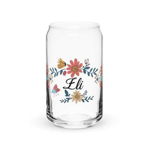 Eli Exclusive Name Art Piece Can-Shaped Glass Home Office Work Mexican Spanish Pride Gift Cup One-Of-A-Kind Calligraphy Glass | E6 Mexicada 16 oz