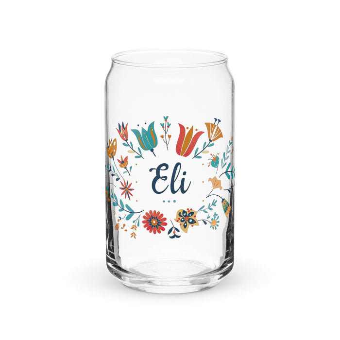 Eli Exclusive Name Art Piece Can-Shaped Glass Home Office Work Mexican Spanish Pride Gift Cup One-Of-A-Kind Calligraphy Glass | E9 Mexicada 16 oz