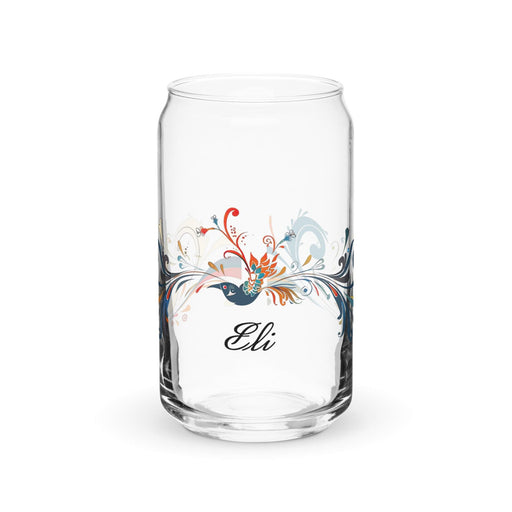 Eli Exclusive Name Art Piece Can-Shaped Glass Home Office Work Mexican Spanish Pride Gift Cup One-Of-A-Kind Calligraphy Glass | E10 Mexicada 16 oz