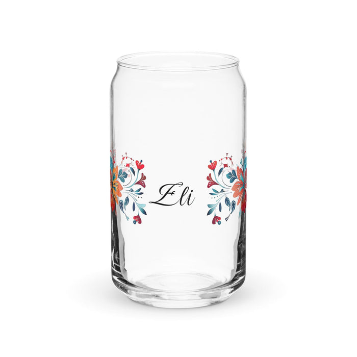 Eli Exclusive Name Art Piece Can-Shaped Glass Home Office Work Mexican Spanish Pride Gift Cup One-Of-A-Kind Calligraphy Glass | E11 Mexicada 16 oz