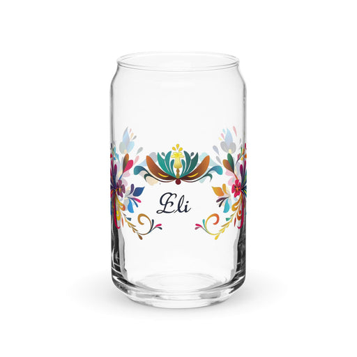 Eli Exclusive Name Art Piece Can-Shaped Glass Home Office Work Mexican Spanish Pride Gift Cup One-Of-A-Kind Calligraphy Glass | E12 Mexicada 16 oz