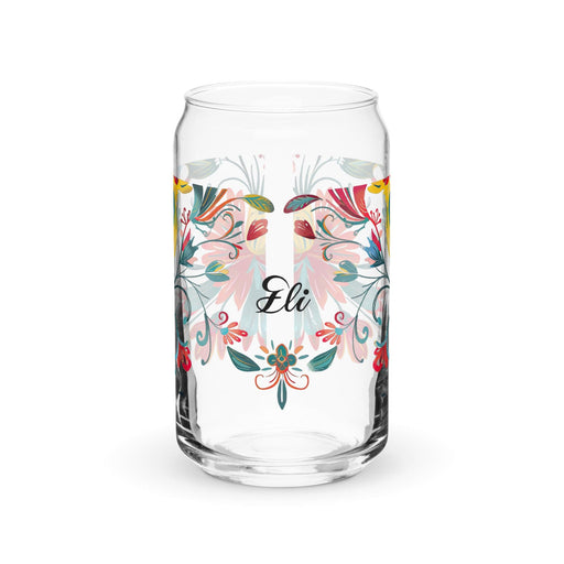 Eli Exclusive Name Art Piece Can-Shaped Glass Home Office Work Mexican Spanish Pride Gift Cup One-Of-A-Kind Calligraphy Glass | E16 Mexicada 16 oz