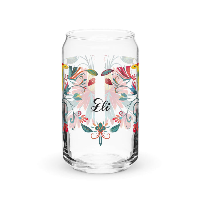 Eli Exclusive Name Art Piece Can-Shaped Glass Home Office Work Mexican Spanish Pride Gift Cup One-Of-A-Kind Calligraphy Glass | E16 Mexicada 16 oz