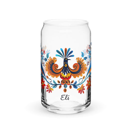 Eli Exclusive Name Art Piece Can-Shaped Glass Home Office Work Mexican Spanish Pride Gift Cup One-Of-A-Kind Calligraphy Glass | E18 Mexicada 16 oz