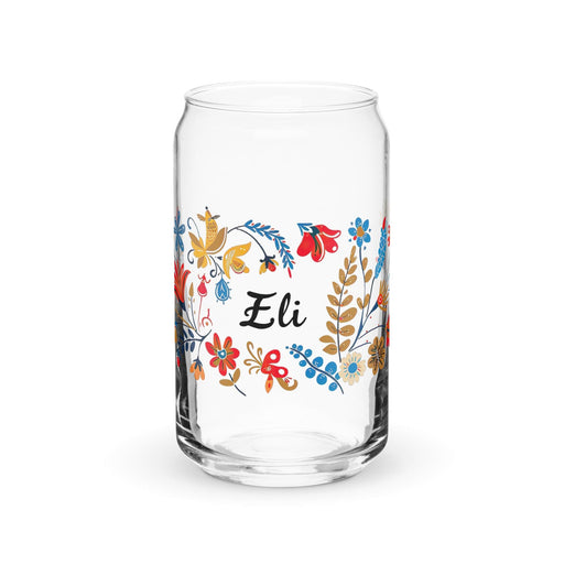 Eli Exclusive Name Art Piece Can-Shaped Glass Home Office Work Mexican Spanish Pride Gift Cup One-Of-A-Kind Calligraphy Glass | E20 Mexicada 16 oz