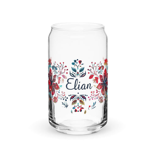 Elian Exclusive Name Art Piece Can-Shaped Glass Home Office Work Mexican Spanish Pride Gift Cup One-Of-A-Kind Calligraphy Glass | E4 Mexicada 16 oz