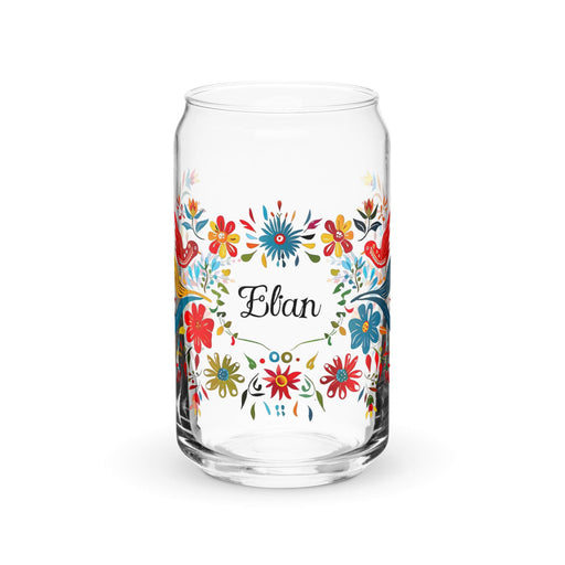 Elian Exclusive Name Art Piece Can-Shaped Glass Home Office Work Mexican Spanish Pride Gift Cup One-Of-A-Kind Calligraphy Glass | E5 Mexicada 16 oz