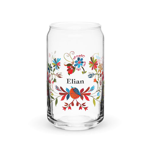 Elian Exclusive Name Art Piece Can-Shaped Glass Home Office Work Mexican Spanish Pride Gift Cup One-Of-A-Kind Calligraphy Glass | E7 Mexicada 16 oz