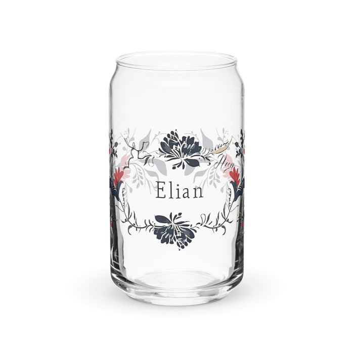 Elian Exclusive Name Art Piece Can-Shaped Glass Home Office Work Mexican Spanish Pride Gift Cup One-Of-A-Kind Calligraphy Glass | E9 Mexicada 16 oz