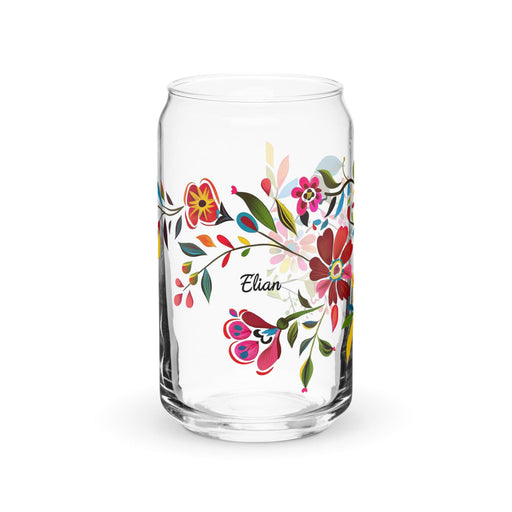 Elian Exclusive Name Art Piece Can-Shaped Glass Home Office Work Mexican Spanish Pride Gift Cup One-Of-A-Kind Calligraphy Glass | E10 Mexicada 16 oz