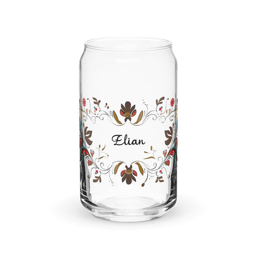 Elian Exclusive Name Art Piece Can-Shaped Glass Home Office Work Mexican Spanish Pride Gift Cup One-Of-A-Kind Calligraphy Glass | E12 Mexicada 16 oz