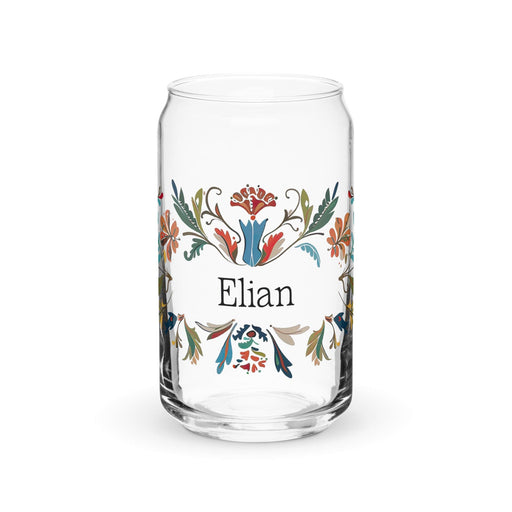 Elian Exclusive Name Art Piece Can-Shaped Glass Home Office Work Mexican Spanish Pride Gift Cup One-Of-A-Kind Calligraphy Glass | E21 Mexicada 16 oz