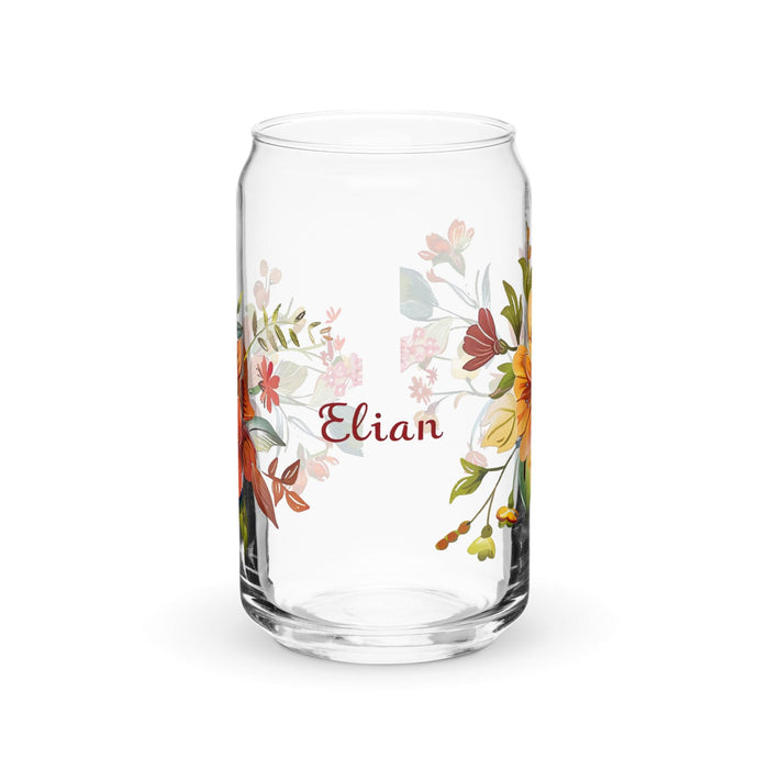 Elian Exclusive Name Art Piece Can-Shaped Glass Home Office Work Mexican Spanish Pride Gift Cup One-Of-A-Kind Calligraphy Glass | E22 Mexicada 16 oz