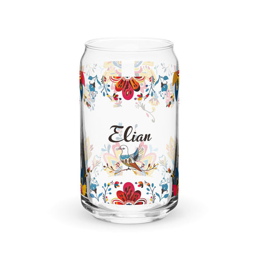 Elian Exclusive Name Art Piece Can-Shaped Glass Home Office Work Mexican Spanish Pride Gift Cup One-Of-A-Kind Calligraphy Glass | E43 Mexicada 16 oz