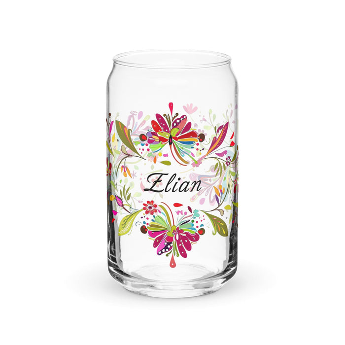 Elian Exclusive Name Art Piece Can-Shaped Glass Home Office Work Mexican Spanish Pride Gift Cup One-Of-A-Kind Calligraphy Glass | E4 Mexicada 16 oz