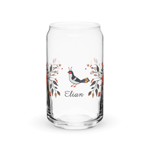 Elian Exclusive Name Art Piece Can-Shaped Glass Home Office Work Mexican Spanish Pride Gift Cup One-Of-A-Kind Calligraphy Glass | E48 Mexicada 16 oz