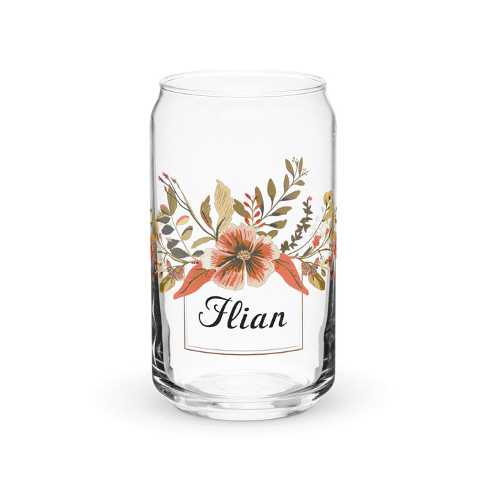 Elian Exclusive Name Art Piece Can-Shaped Glass Home Office Work Mexican Spanish Pride Gift Cup One-Of-A-Kind Calligraphy Glass | E52 Mexicada 16 oz