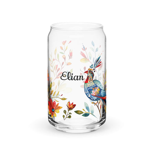 Elian Exclusive Name Art Piece Can-Shaped Glass Home Office Work Mexican Spanish Pride Gift Cup One-Of-A-Kind Calligraphy Glass | E54 Mexicada 16 oz