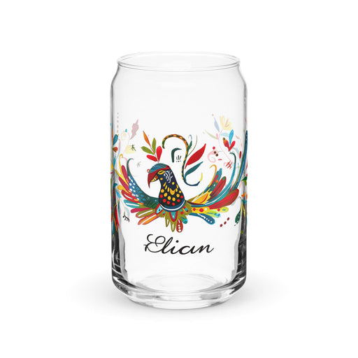 Elian Exclusive Name Art Piece Can-Shaped Glass Home Office Work Mexican Spanish Pride Gift Cup One-Of-A-Kind Calligraphy Glass | E40 Mexicada 16 oz