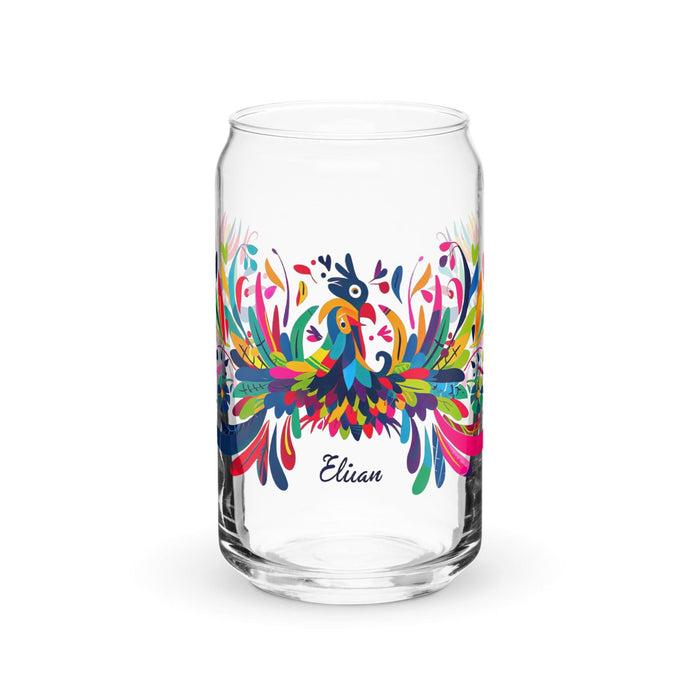 Elian Exclusive Name Art Piece Can-Shaped Glass Home Office Work Mexican Spanish Pride Gift Cup One-Of-A-Kind Calligraphy Glass | E57 Mexicada 16 oz