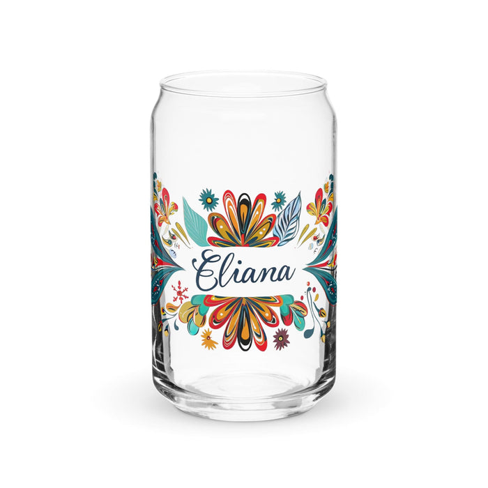 Eliana Exclusive Name Art Piece Can-Shaped Glass Home Office Work Mexican Spanish Pride Gift Cup One-Of-A-Kind Calligraphy Glass | E1 Mexicada 16 oz