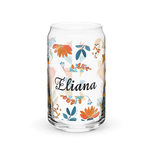 Eliana Exclusive Name Art Piece Can-Shaped Glass Home Office Work Mexican Spanish Pride Gift Cup One-Of-A-Kind Calligraphy Glass | E7 Mexicada 16 oz