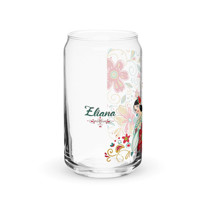 Eliana Exclusive Name Art Piece Can-Shaped Glass Home Office Work Mexican Spanish Pride Gift Cup One-Of-A-Kind Calligraphy Glass | E16 Mexicada 16 oz