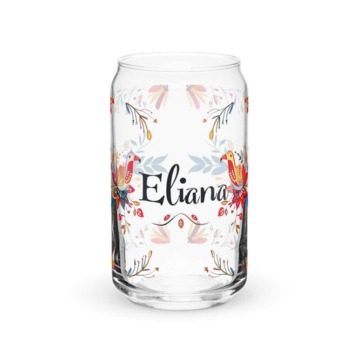 Eliana Exclusive Name Art Piece Can-Shaped Glass Home Office Work Mexican Spanish Pride Gift Cup One-Of-A-Kind Calligraphy Glass | E19 Mexicada 16 oz