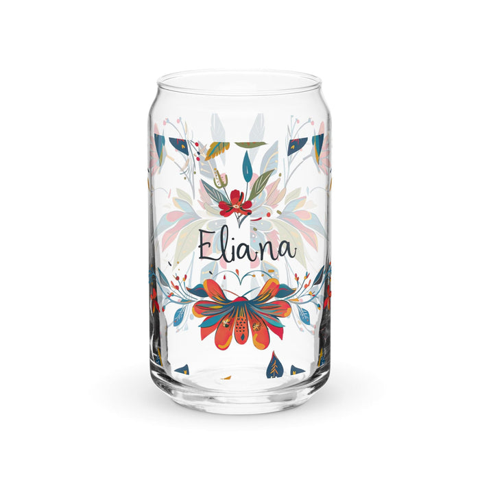 Eliana Exclusive Name Art Piece Can-Shaped Glass Home Office Work Mexican Spanish Pride Gift Cup One-Of-A-Kind Calligraphy Glass | E20 Mexicada 16 oz