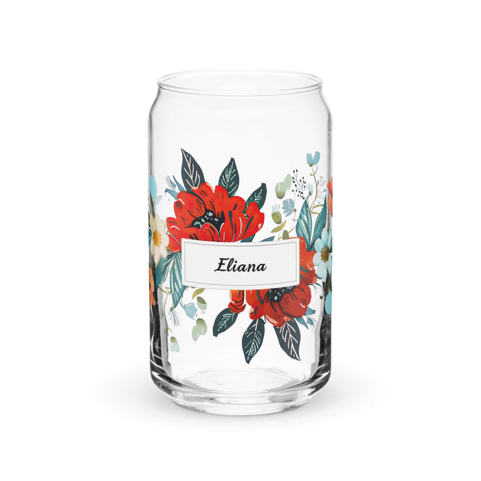 Eliana Exclusive Name Art Piece Can-Shaped Glass Home Office Work Mexican Spanish Pride Gift Cup One-Of-A-Kind Calligraphy Glass | E22 Mexicada 16 oz