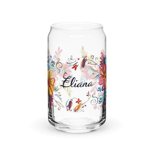 Eliana Exclusive Name Art Piece Can-Shaped Glass Home Office Work Mexican Spanish Pride Gift Cup One-Of-A-Kind Calligraphy Glass | E23 Mexicada 16 oz