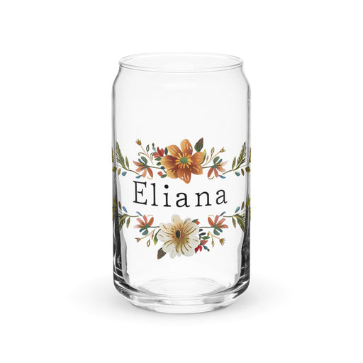 Eliana Exclusive Name Art Piece Can-Shaped Glass Home Office Work Mexican Spanish Pride Gift Cup One-Of-A-Kind Calligraphy Glass | E26 Mexicada 16 oz