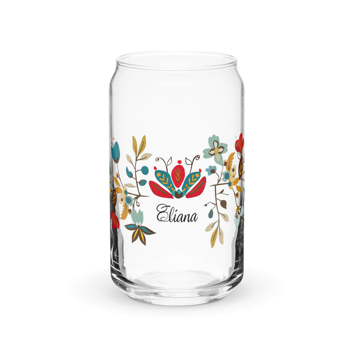 Eliana Exclusive Name Art Piece Can-Shaped Glass Home Office Work Mexican Spanish Pride Gift Cup One-Of-A-Kind Calligraphy Glass | E28 Mexicada 16 oz